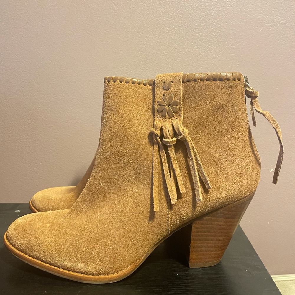 Jack Rogers Green Brown Fringe Suede Bootie 8.5
